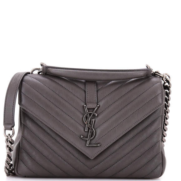 Saint Laurent Medium Classic Monogram College Bag Matelasse Chevron Leather - Picture 1 of 5